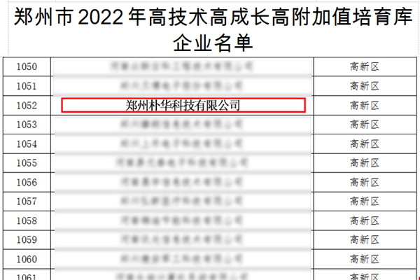 喜讯！朴华科技被纳入“三高”企业培育库